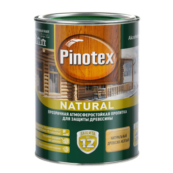 Антисептик Pinotex Natural декоративный для дерева древесно-желтый 1 л