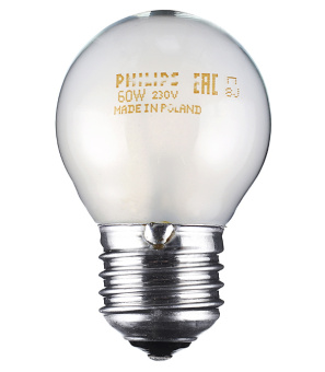 Лампа накаливания Philips E27 60W Р45 шар FR матовая