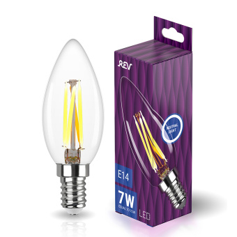 Лампа светодиодная REV филаментная E14 С37 свеча 7 Вт 4000 K дневной свет