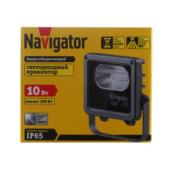 Прожектор светодиодный Navigator 10 Вт IP65 4000 К 600 Лм нейтральный свет