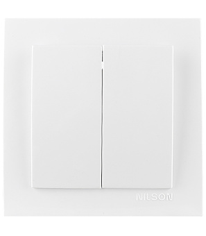 Выключатель двухклавишный с/у NILSON TOURAN белый