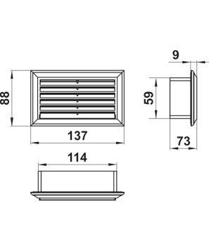 Вентиляционная решетка торцевая для плоских воздуховодов 55х110 мм
