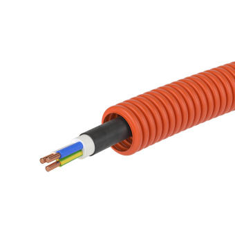 Труба гофрированная ПНД 16 мм РЭК оранжевая (50 м) с кабелем ВВГнг-LS 3х1,5