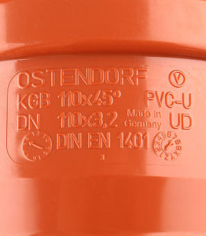 Отвод Ostendorf d110 мм 45° пластиковый для наружной канализации