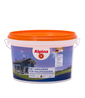 Краска водно-дисперсионная для деревянных фасадов Alpina Die Langlebige fur Holzfassaden белая база 1 2,5 л