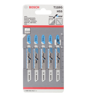 Пилки для лобзика Bosch T118G (2608631012) по металлу L67 мм прямой рез (5 шт.)