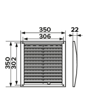 Вентиляционная решетка пластиковая Эра 350х350 мм регулируемая