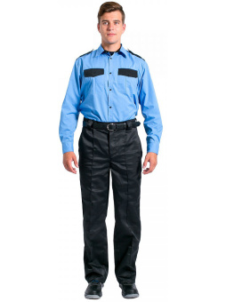 Рубашка охранника с длинным рукавом мужская, голубой