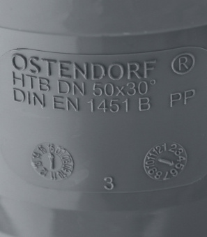 Отвод Ostendorf d50 мм 30° пластиковый для внутренней канализации