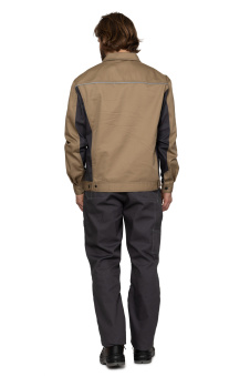 Куртка Люкс (тк.Протек,240) ПРАБО, бежевый/т.серый (Кур107бс)