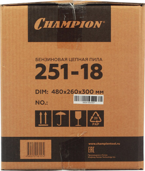 Бензопила Champion 251 3,13 л.с. 18" шаг 0,325" паз 1,5 мм 72 звена