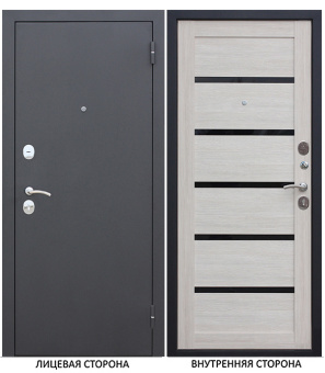 Дверь входная Garda правая черный муар - лиственница мокко со стеклом 960х2050 мм