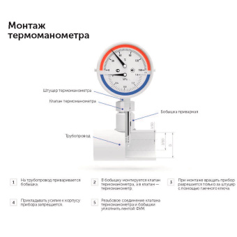 Термоманометр аксиальный РОСМА ТМТБ-31Т.1 1/2" нар(ш) 10 бар 120°С d80 мм