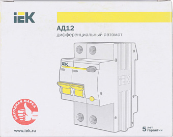Дифференциальный автомат 2P 25А тип С 30 мА 4.5 kA IEK АД-12