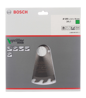 Диск пильный по дереву Bosch Optiline (2608640615) 190х30х2,6 мм 24 зуба