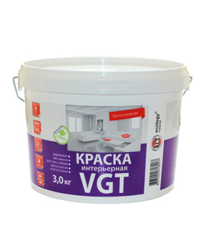 Краска водно-дисперсионная VGT влагостойкая белоснежная 3 кг