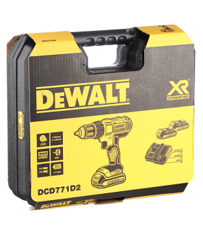 Дрель-шуруповерт аккумуляторная DeWalt DCD771D2 18В 2х2Ач Li-Ion
