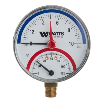 Термоманометр радиальный Watts 1/2" нар(ш) 10 бар 120°С