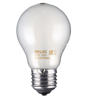 Лампа накаливания Philips E27 60W A55 груша FR матовая