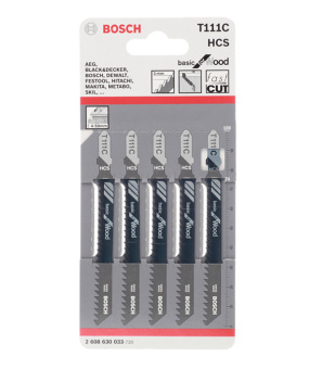 Пилки для лобзика Bosch T111C (2608630033) по дереву L74 мм быстрый рез (5 шт.)