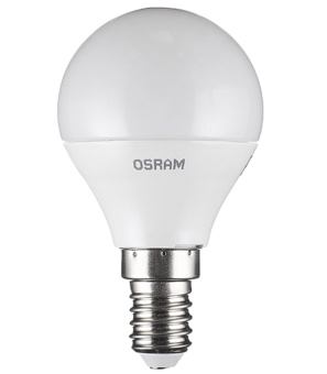 Лампа светодиодная E14, 5,4W, CLP40 (шар), 2700K (теплый свет), Osram