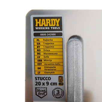 Гладилка плоская Hardy Stucco серия 28 (0800-342000) 200х90 мм с двухкомпонентной профилированной ручкой