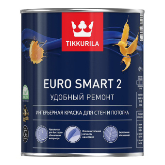 Краска водно-дисперсионная интерьерная Tikkurila Euro Smart 2 белая основа VVA 0,9 л
