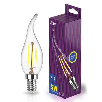 Лампа светодиодная REV филаментная E14 FC37 свеча на ветру 5 Вт 2700 K теплый свет