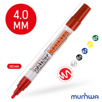 Маркер лаковый для промышленной графики MunHwa Industrial красный грифель 4 мм