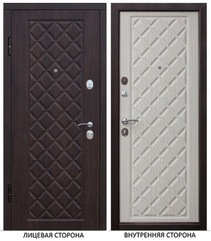 Дверь входная Kamelot левая черный муар - беленый дуб 960х2050 мм